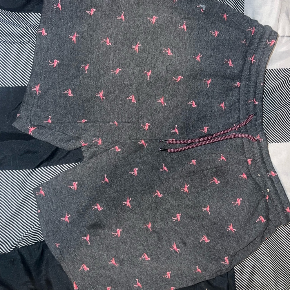 Urban Outfitters Charcoal Shorts with Pink Patterns
